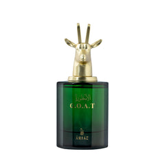 ARIAZ G.O.A.T Men edp cap close-up with premium packaging details