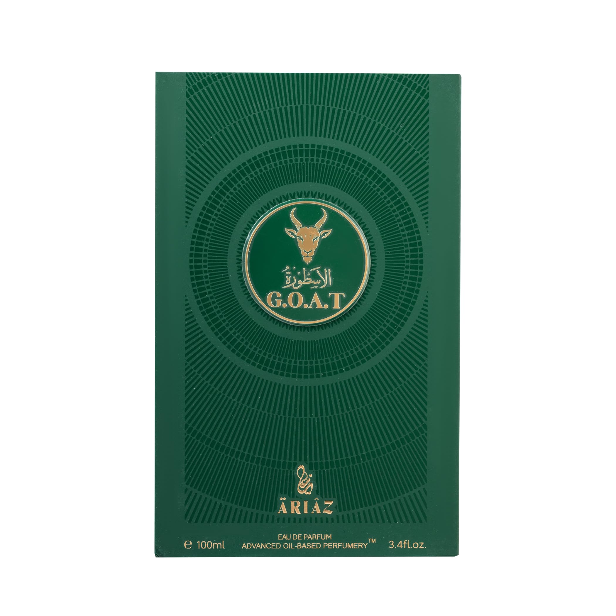 ARIAZ G.O.A.T Men edp swirl imagery evokes vanilla, amber, and woods aroma