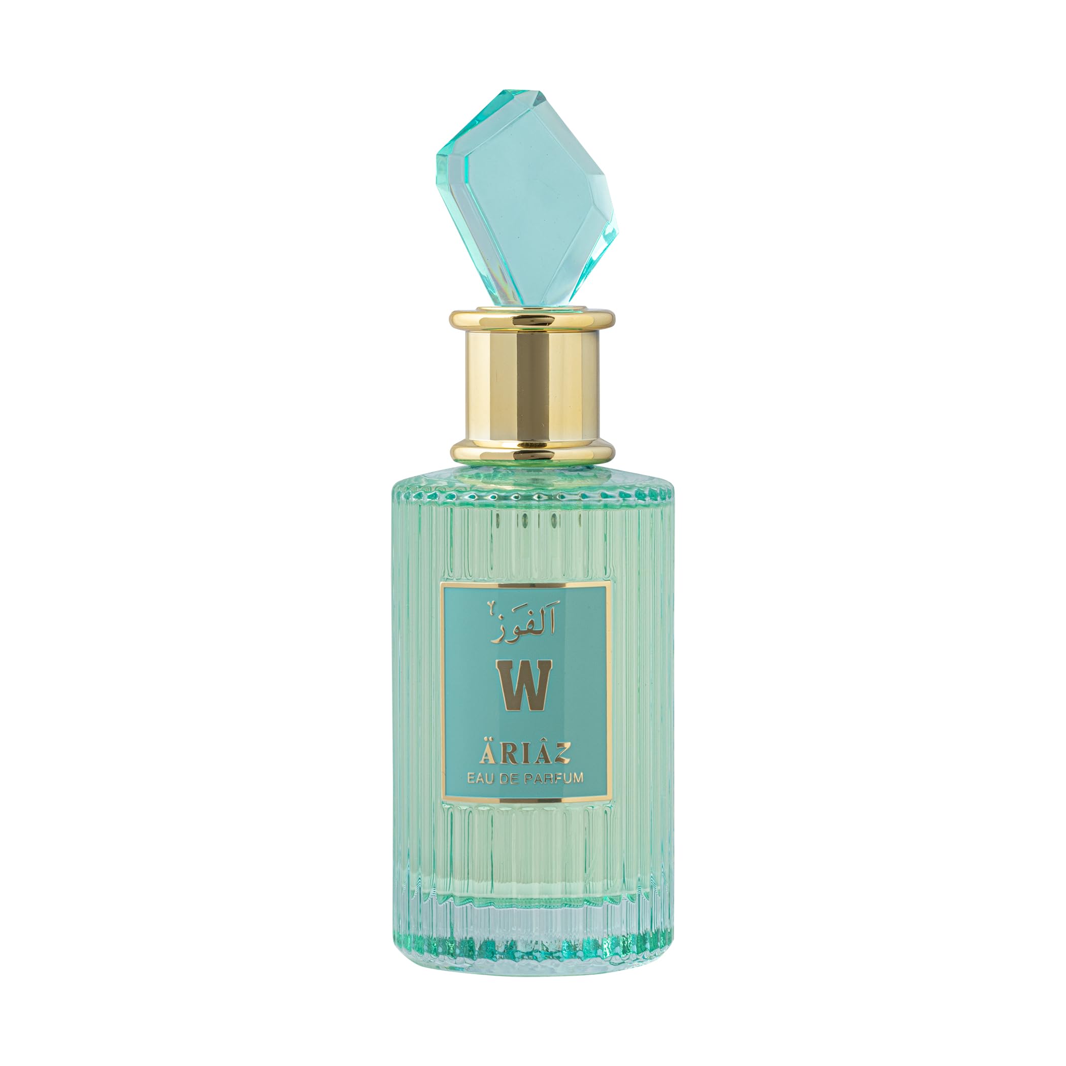 Opened ARIAZ W box reveals sleek bottle with gold accents.