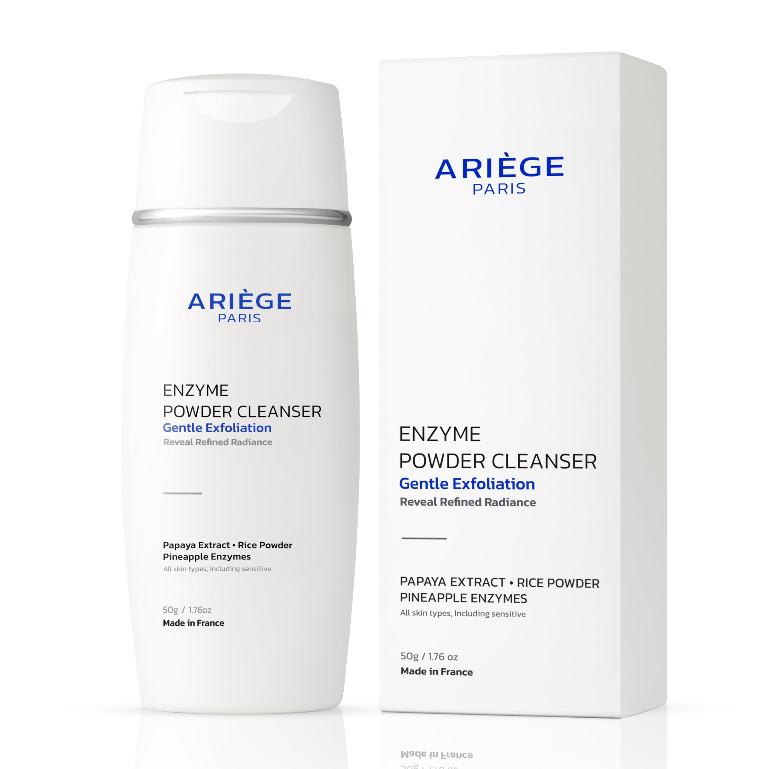 ARIÈGE PARIS Enzyme Powder Cleanser with papaya and pineapple enzymes for mild exfoliation.
