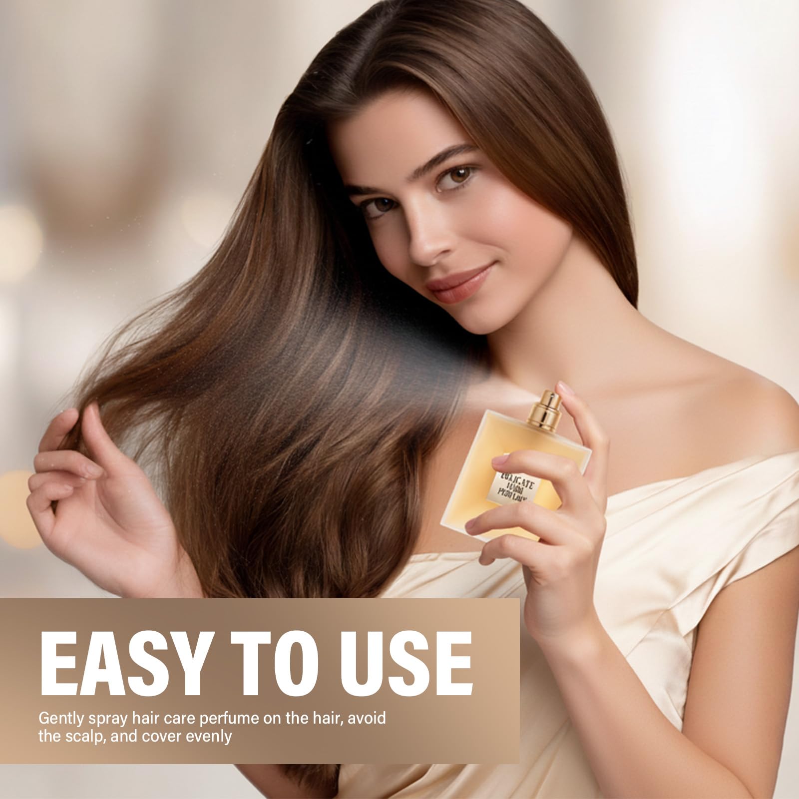 ARIOS Hair Perfume massaged into hair for distribution.