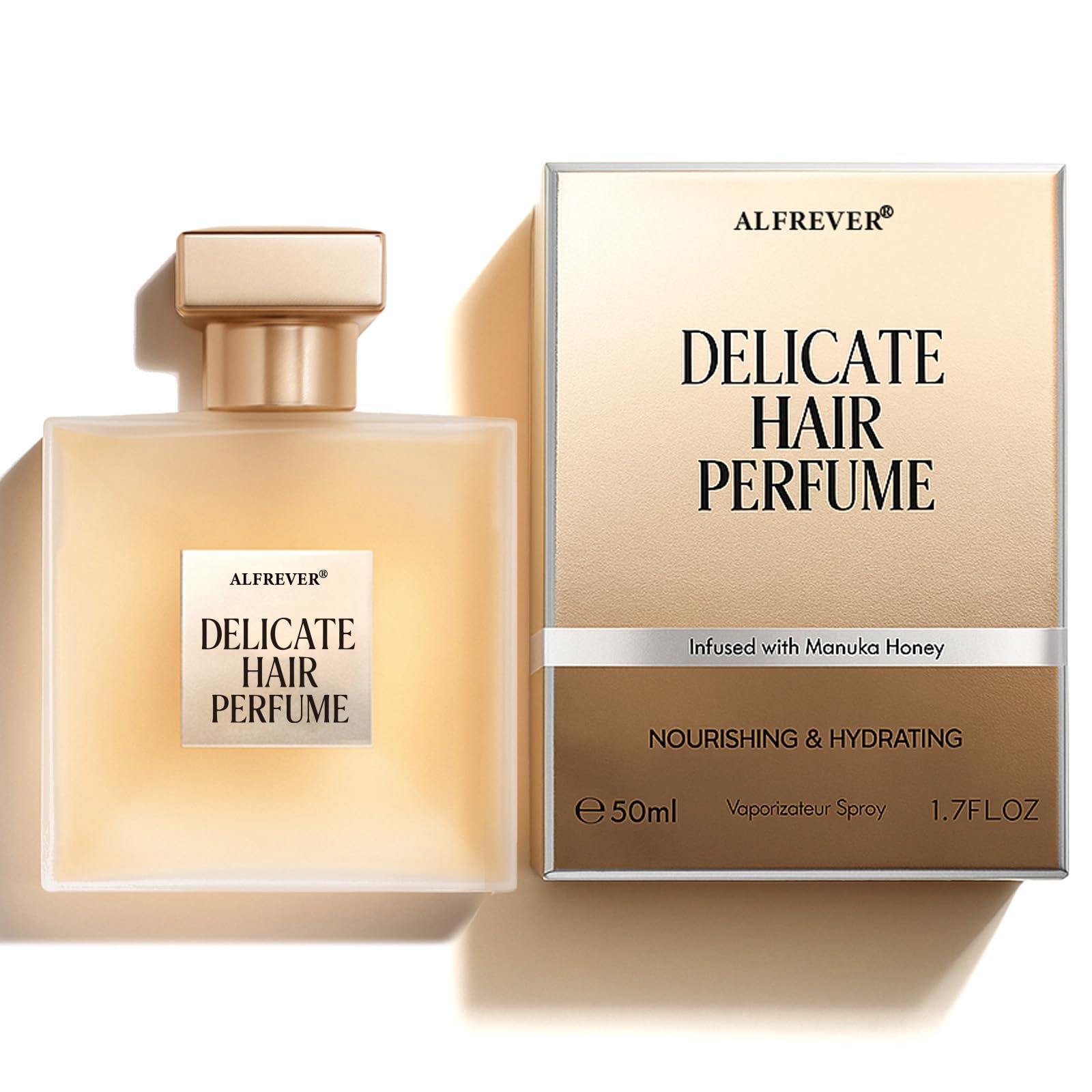 ARIOS Hair Perfume bottle close-up with natural fragrance.