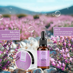 ArioseMonde lavender bath oil in the set for gentle pampering and moisture.