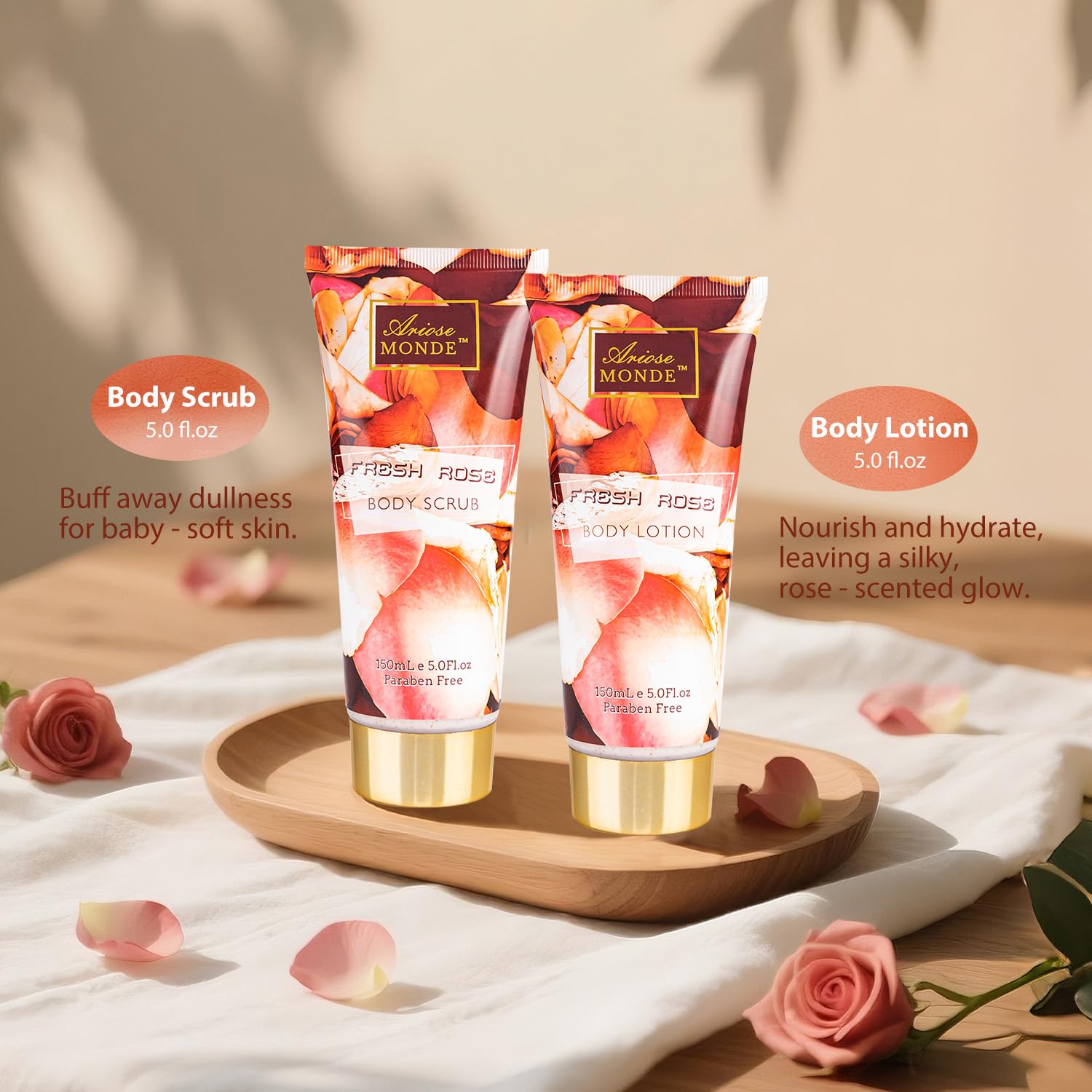 ArioseMonde Fresh Rose Spa Gift Set body lotion for soft, smooth skin.