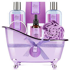 ArioseMonde lavender spa bath set basket for a relaxing self-care ritual.