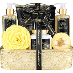 ArioseMonde orchid shower gel bottle shown in elegant gift set for hydrating skin