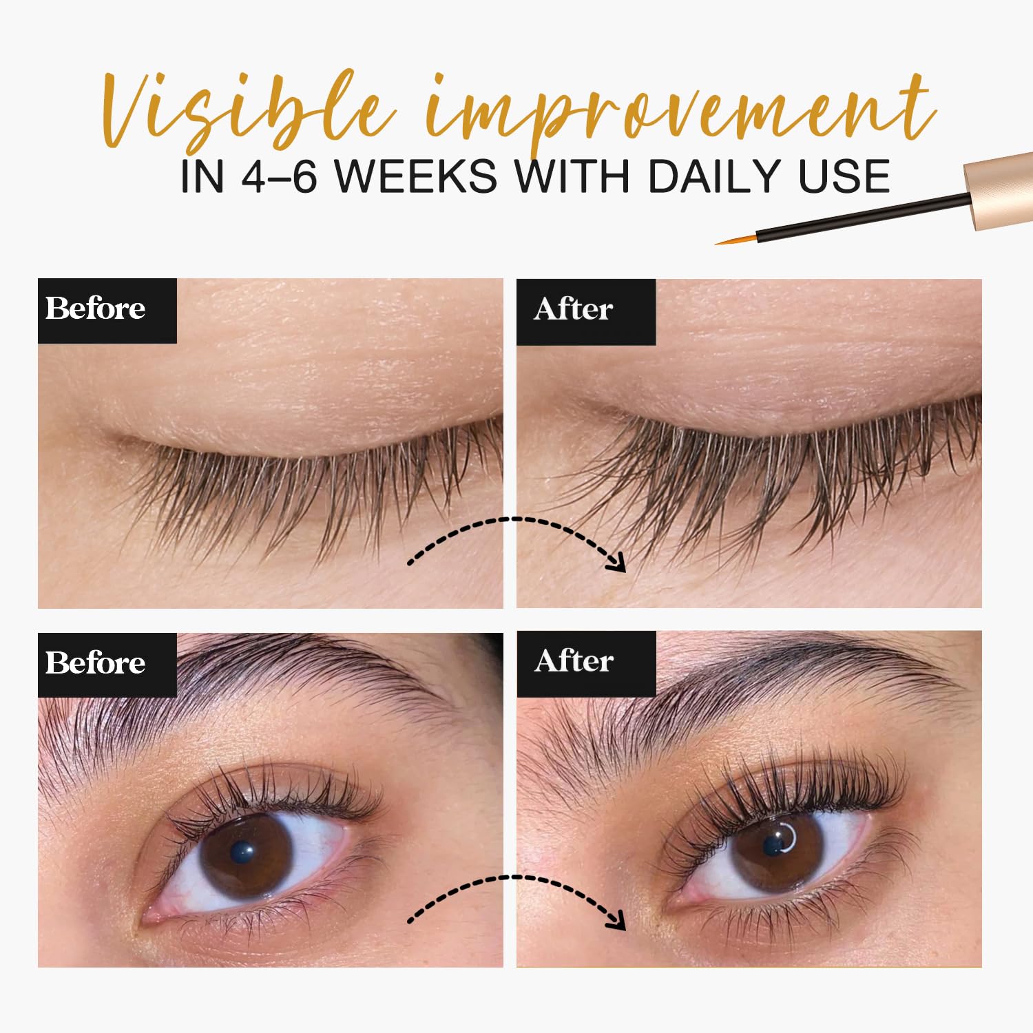 Arishine Eyelash Growth Serum applicator brush for precise lash and brow application