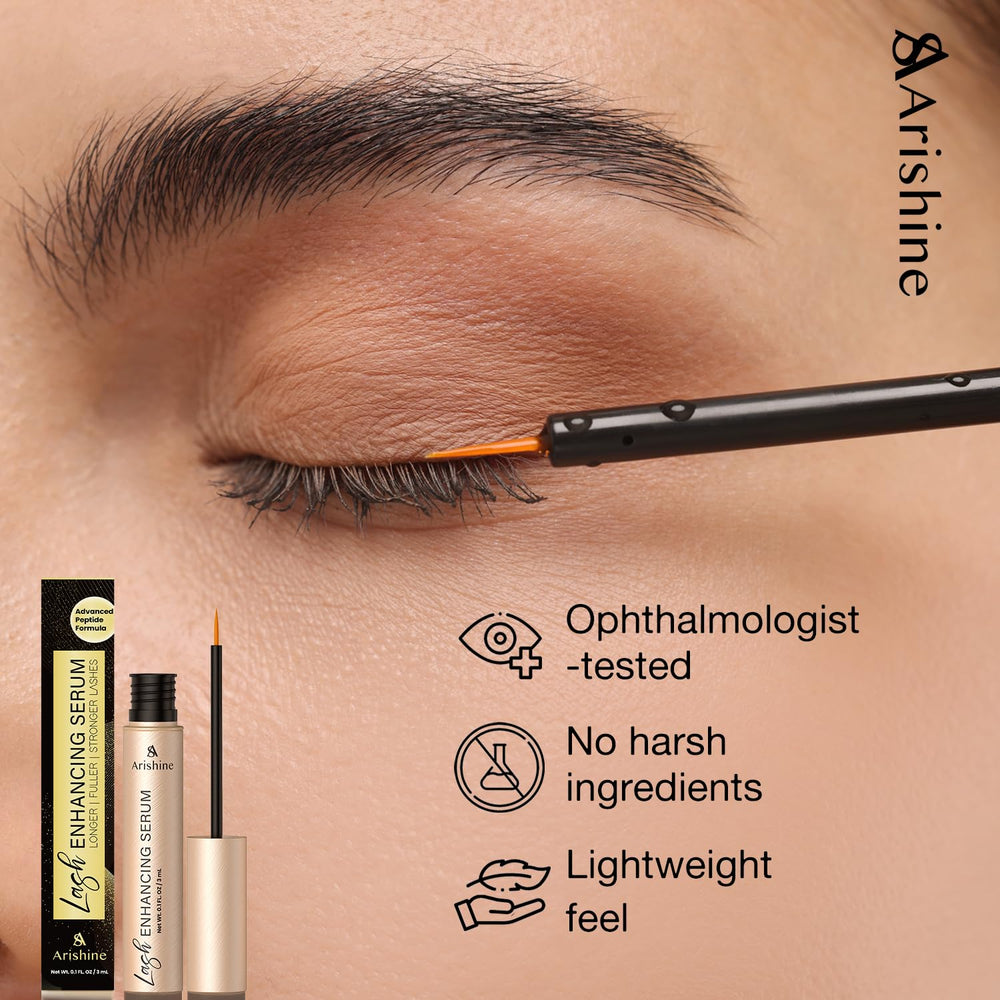 Arishine Eyelash Growth Serum brow closeup demonstrating conditioning and shape