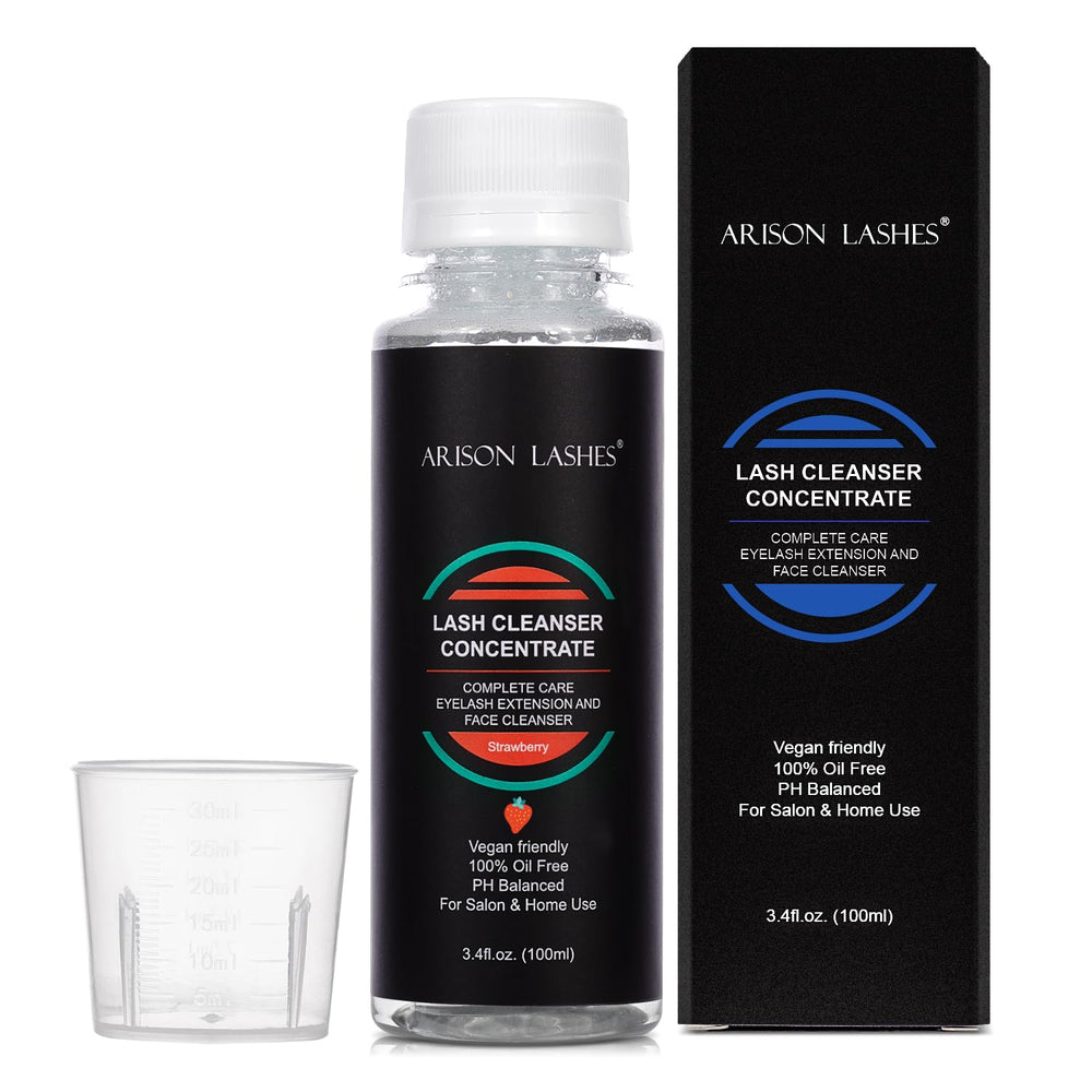 ARISON LASHES concentrate bottle for gentle at-home lash cleansing and extension care.