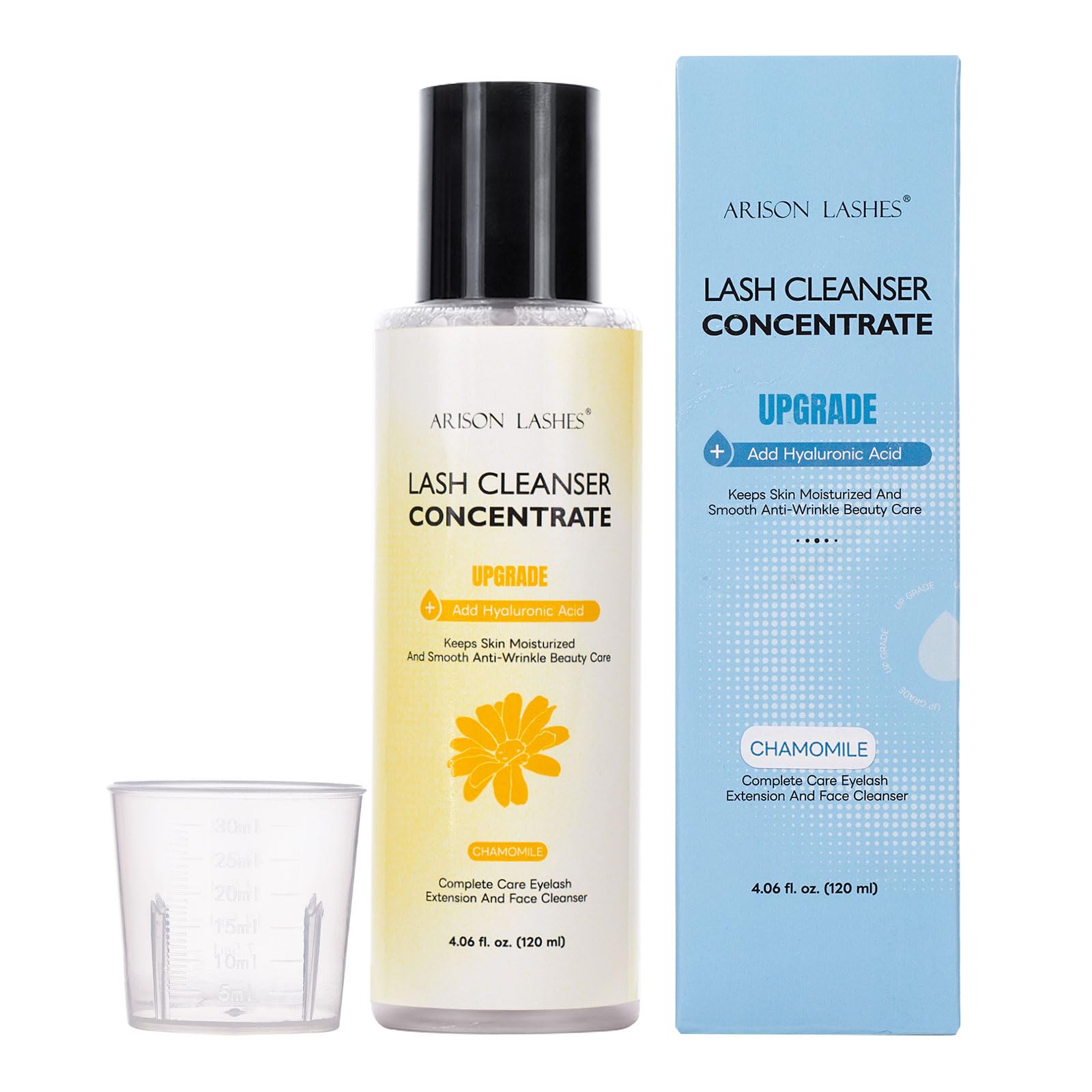 ARISON LASHES Eyelash Cleanser Concentrate bottle on a clean vanity for daily lash maintenance.