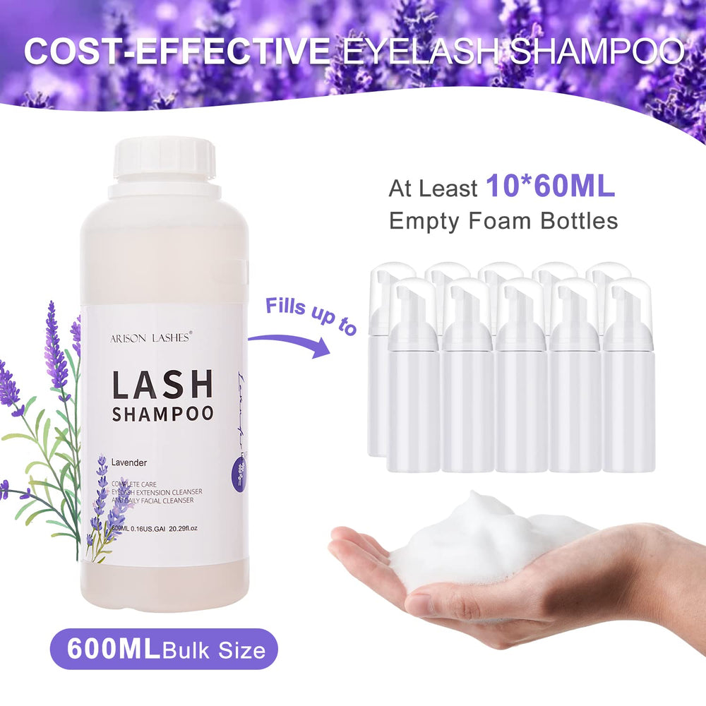 Lavender scented foaming cleanser from ARISON LASHES showing smooth, controlled foam.