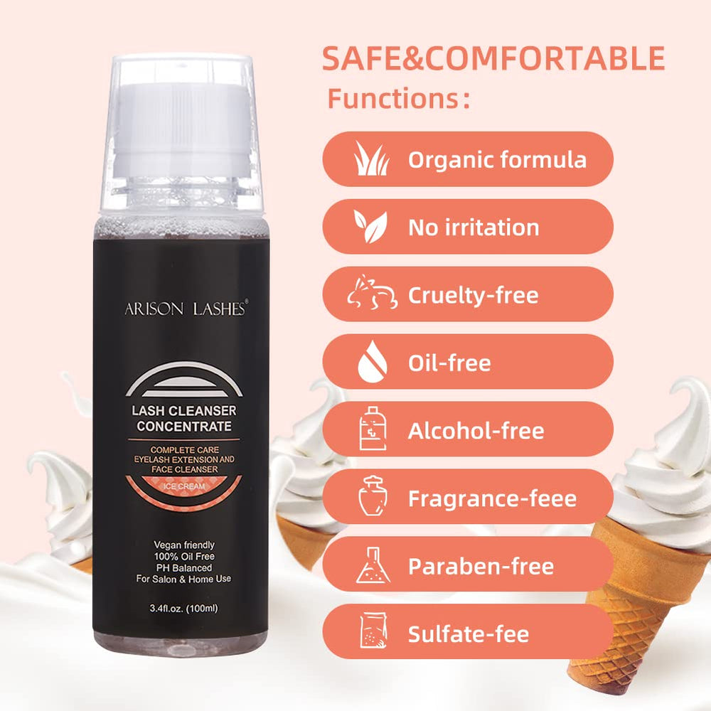 ARISON LASHES lash extension shampoo foam closeup for gentle cleansing.