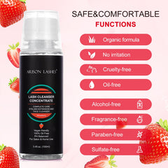ARISON LASHES lash shampoo bottle close-up highlighting foaming lather performance.