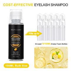 Lemon-scented lash shampoo adds refreshing aroma during cleansing.