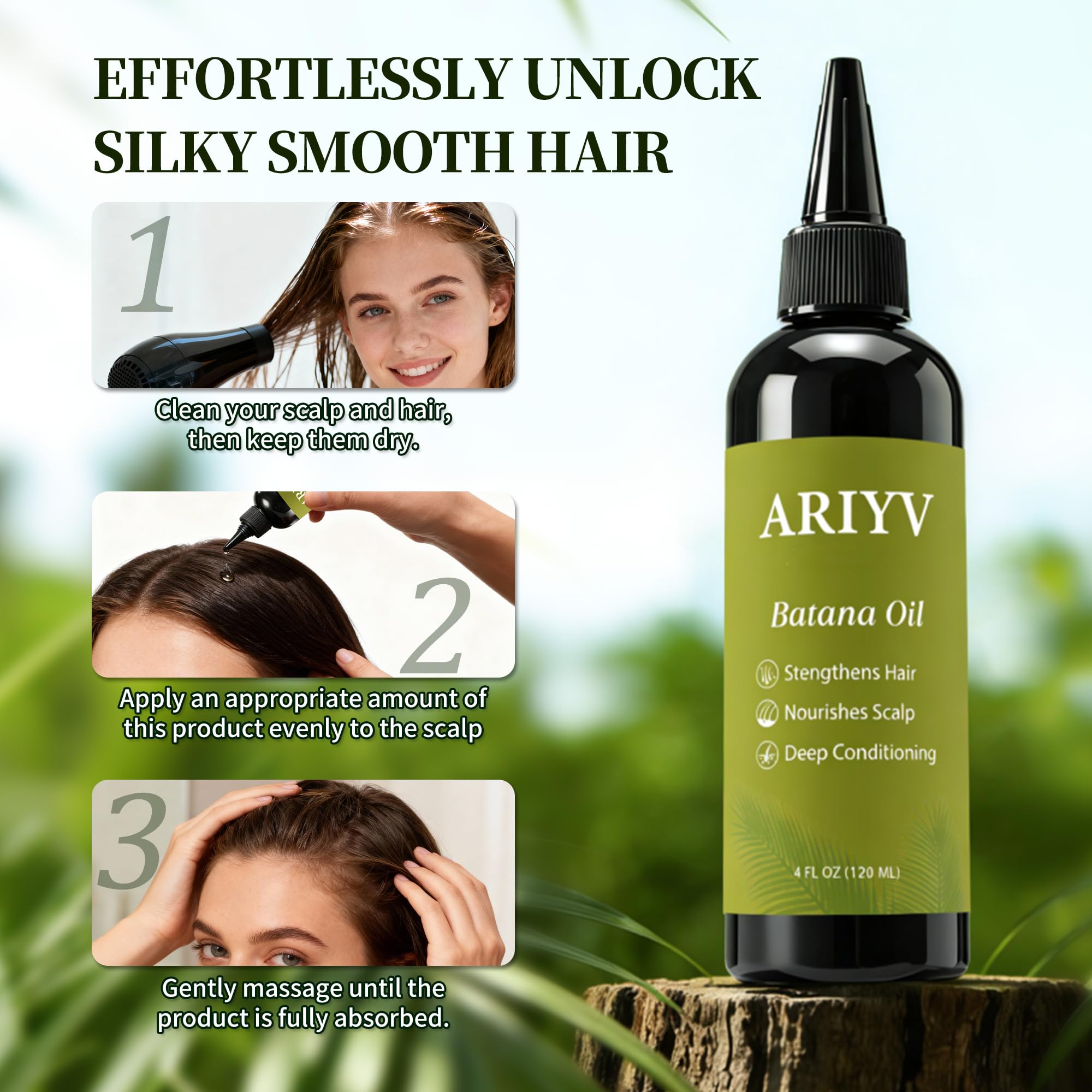Hair shows shine and softness after using Ariyv Batana Oil.