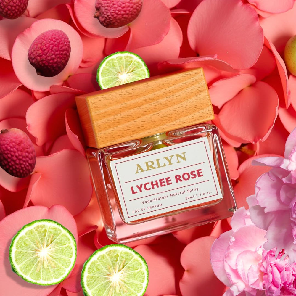 ARLYN Lychee Rose heart notes featuring Turkish rose and peony.