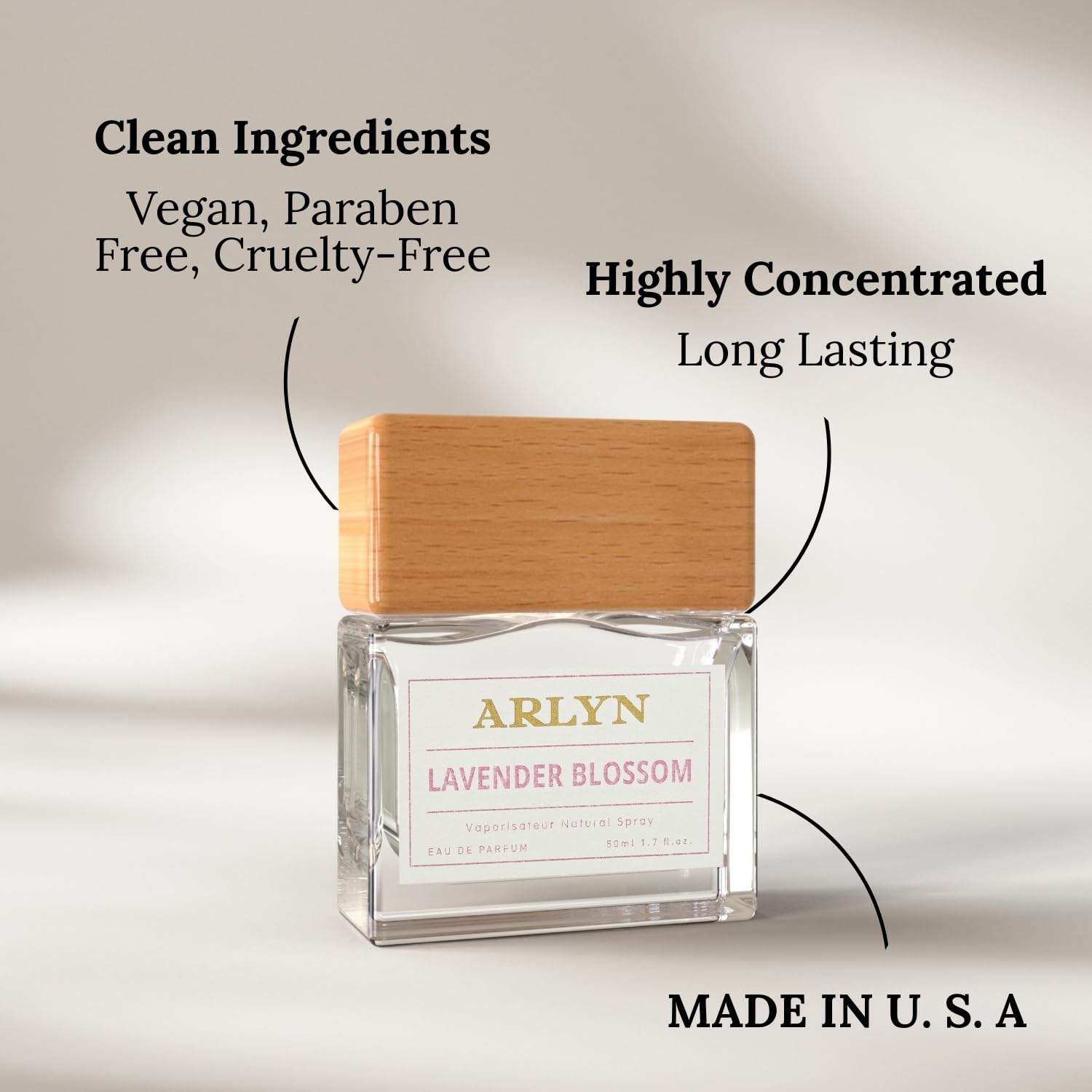 ARLYN middle notes Violet and Peony create refined floral character.