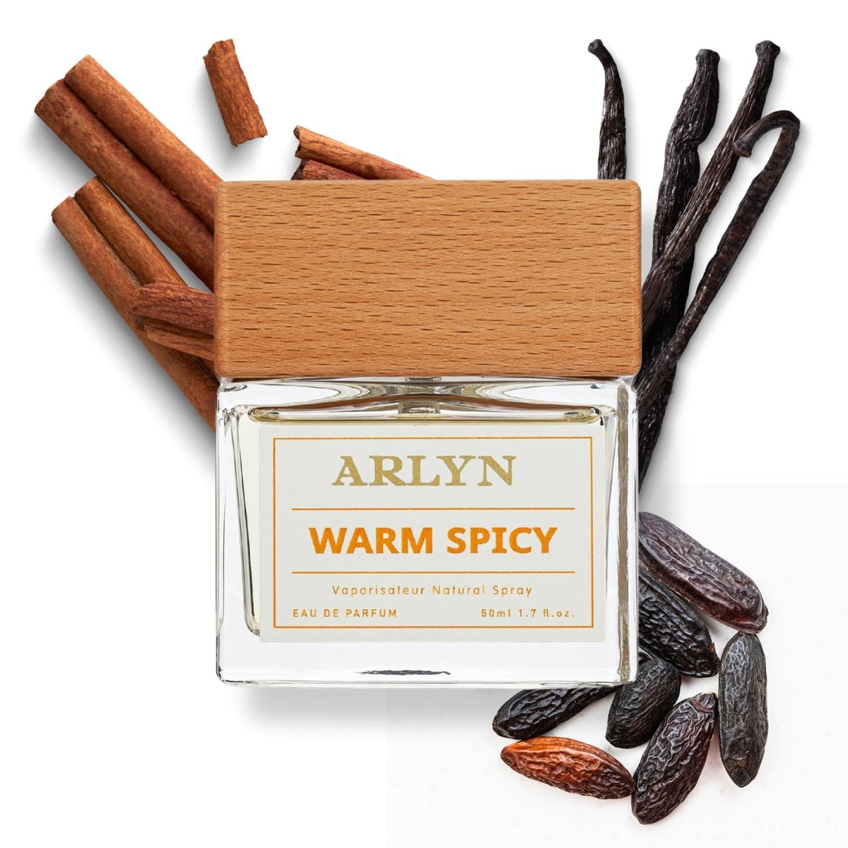 ARLYN Warm Spicy EDP bottle close-up, premium design for gifting.