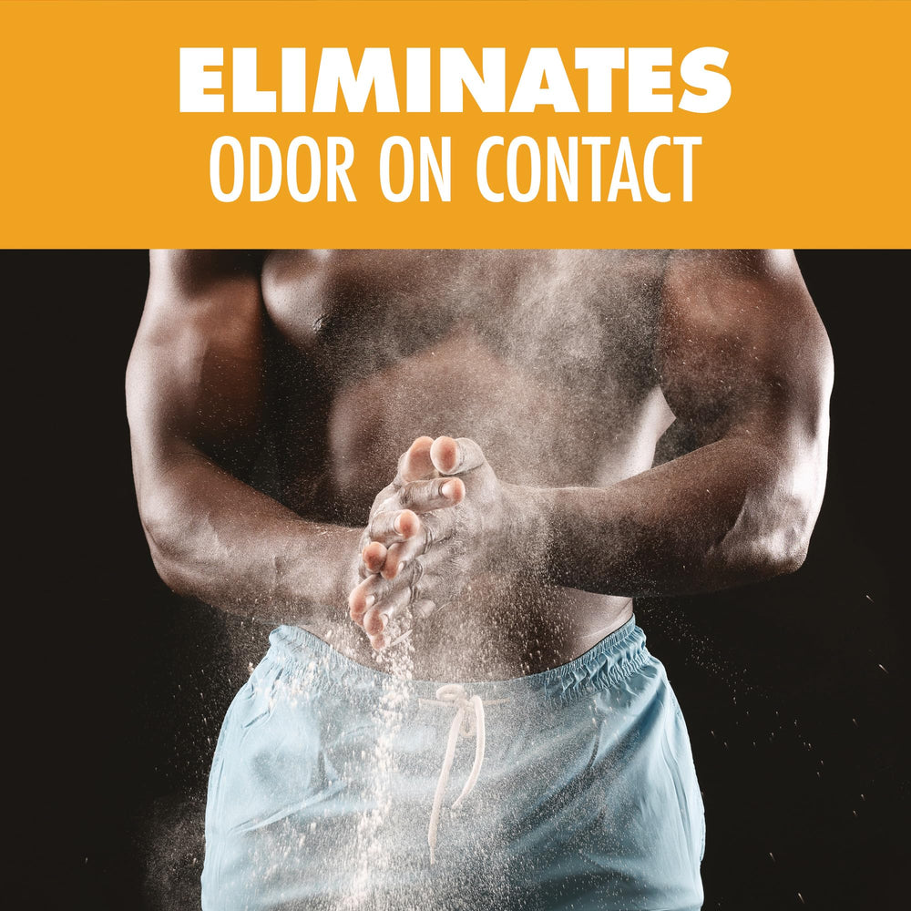 Powder sprinkled into sneakers to manage moisture during workouts