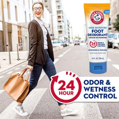 Arm & Hammer 24-hour protection graphic conveys all-day odor and moisture control.