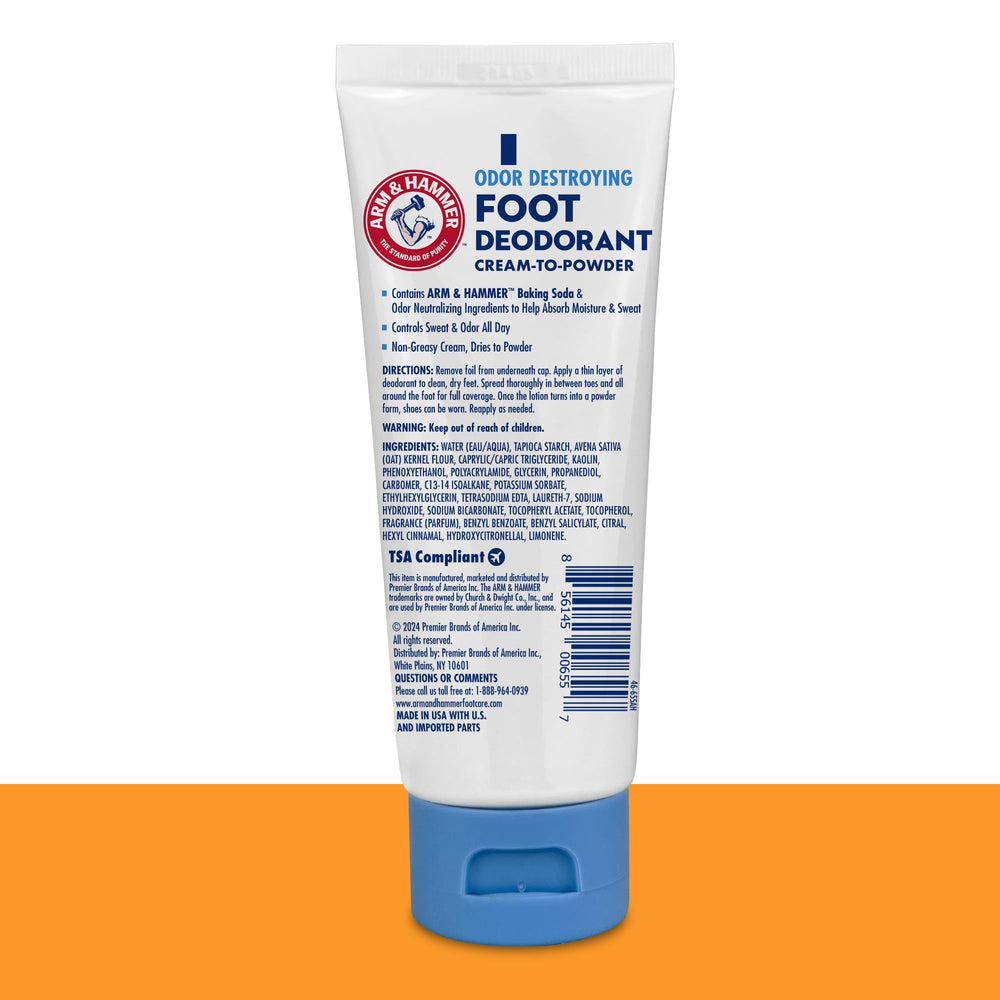 Arm & Hammer cream-to-powder texture close-up highlighting smooth application and quick drying.