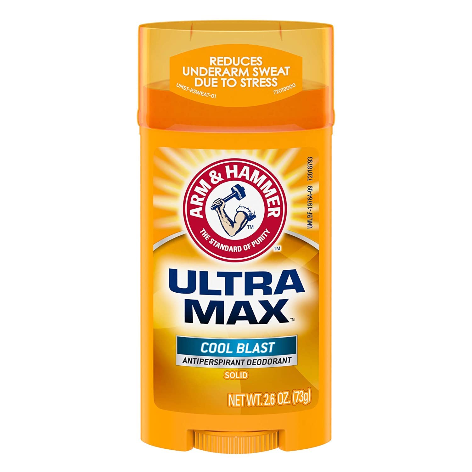 Arm & Hammer Ultra Max Cool Blast packaging on counter top for quick purchase.