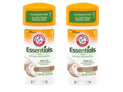 Arm and Hammer Essentials Coconut Geranium deodorant bottle with aluminum-free formula for daily freshness