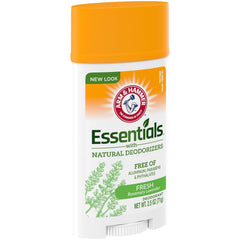 Arm & Hammer Essentials Natural Deodorant Fresh recyclable packaging shown.