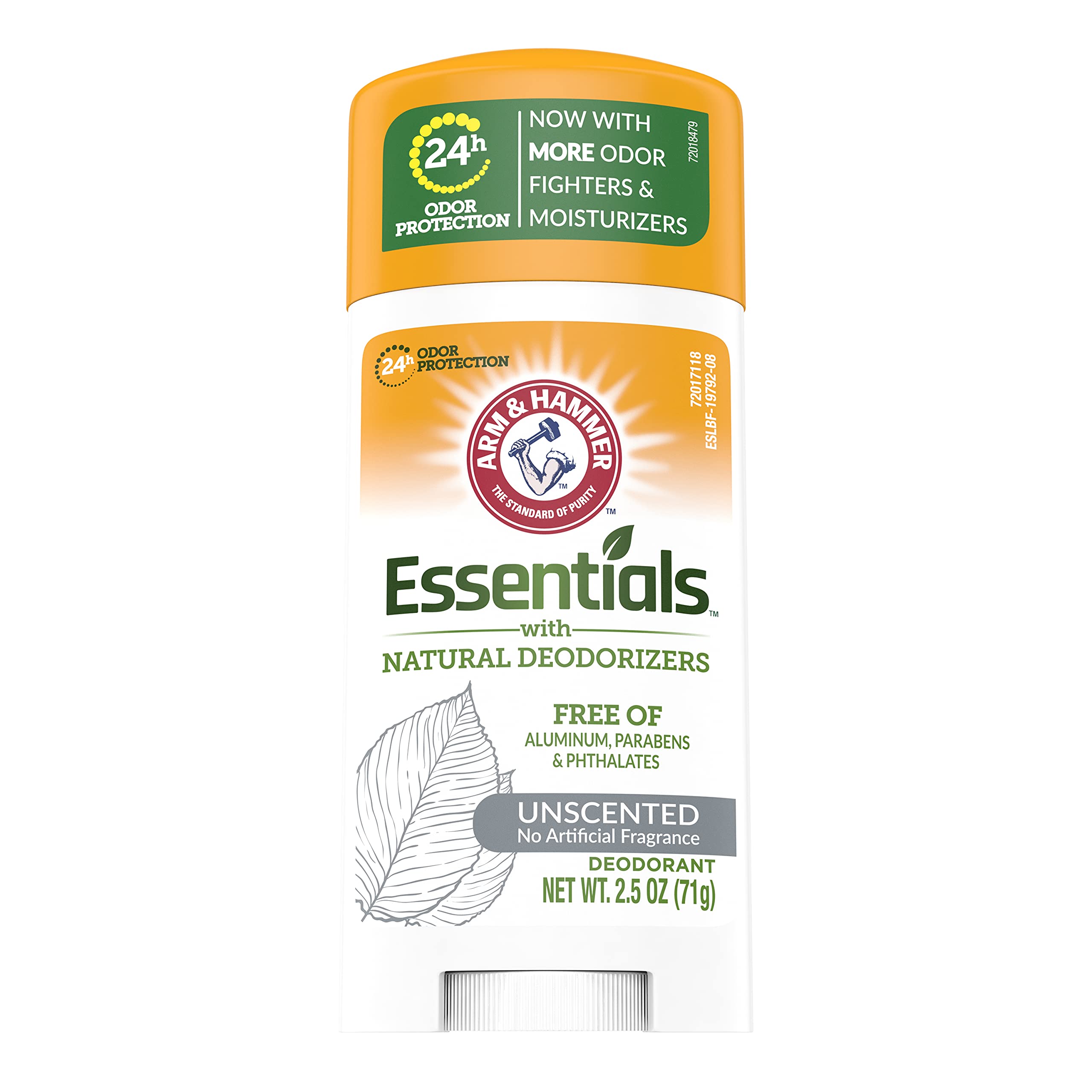 Arm & Hammer Essentials unscented deodorant pack8 front view showing packaging