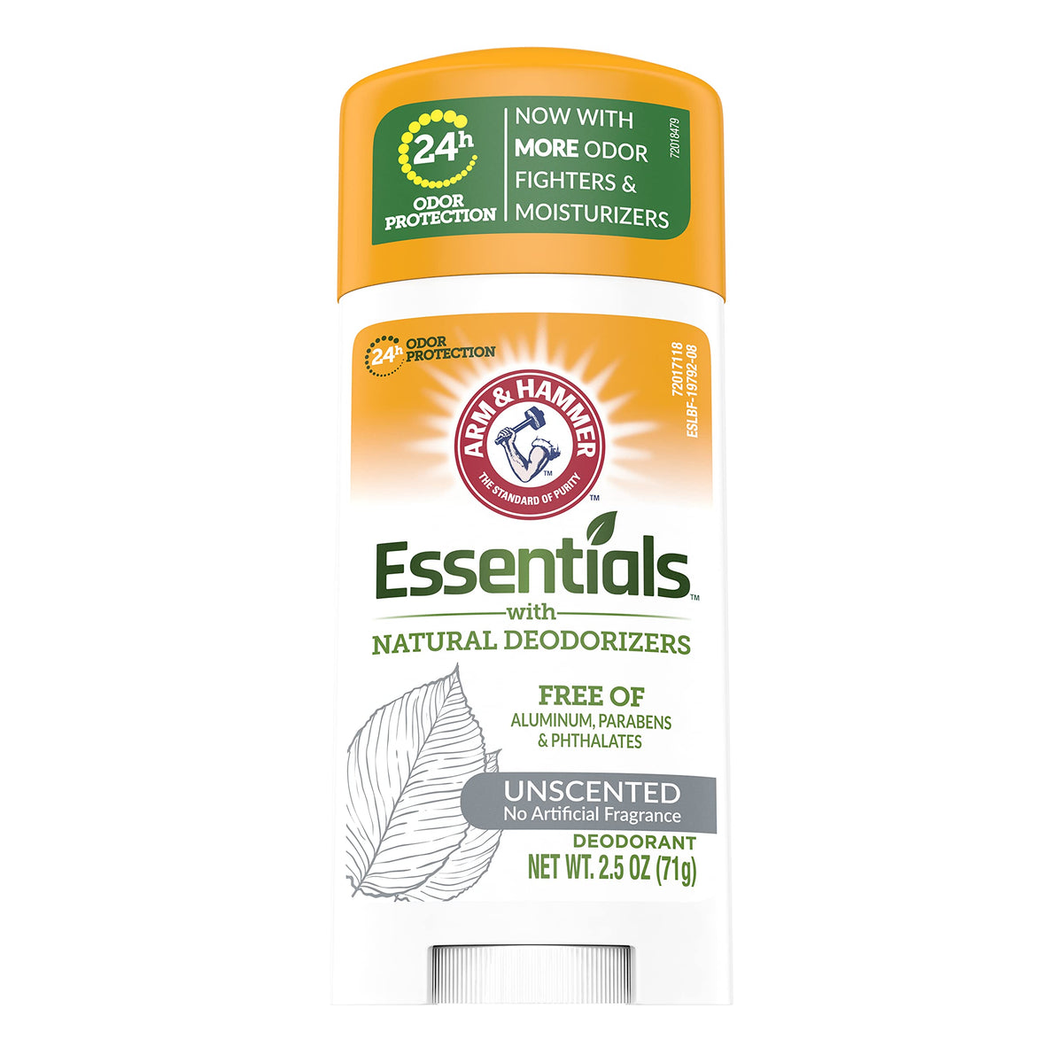 Arm & Hammer Essentials unscented deodorant pack8 front view showing packaging