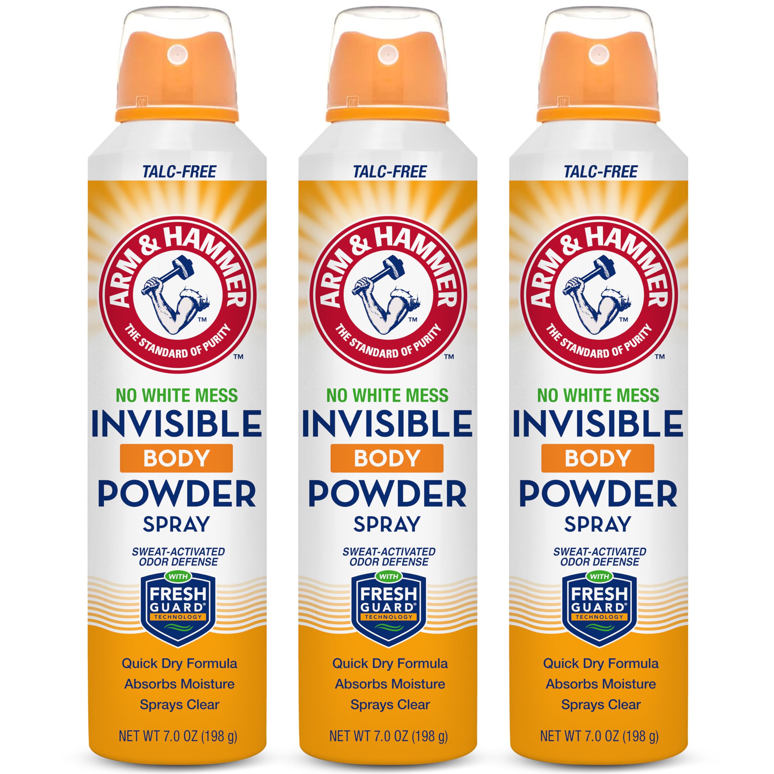 Arm & Hammer Invisible Body Powder Spray shown for a clear, mess-free application