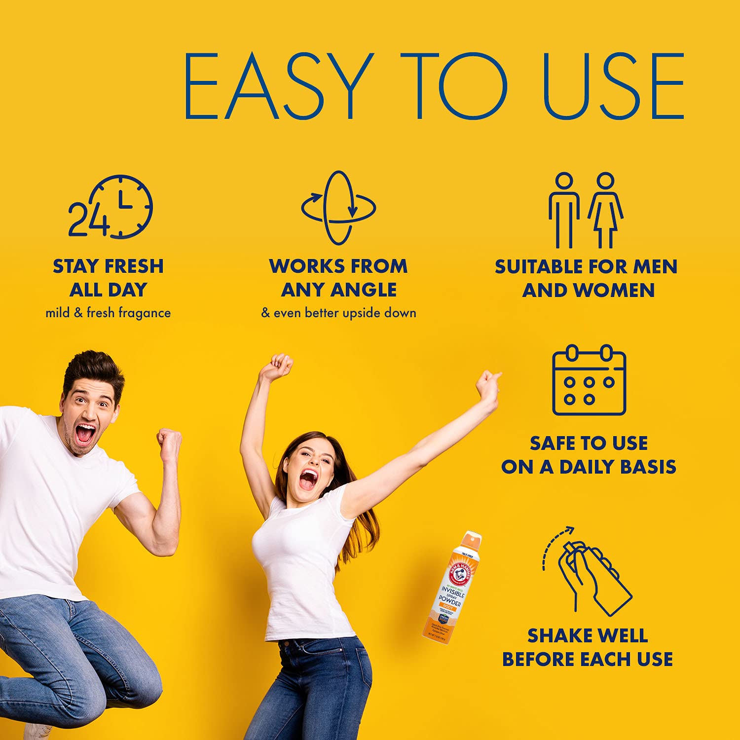 Arm & Hammer quick-dry spray dries fast and feels light