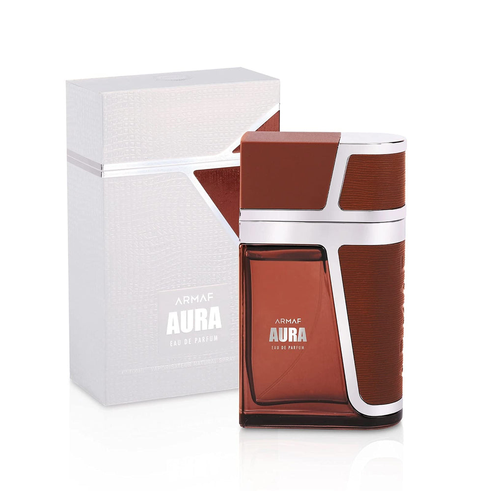 Armaf Aura for Men bottle cap close-up highlighting long-lasting scent performance.