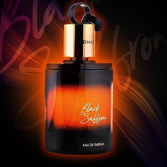 Armaf Black Saffron spray nozzle close-up hints at lasting fragrance moments.