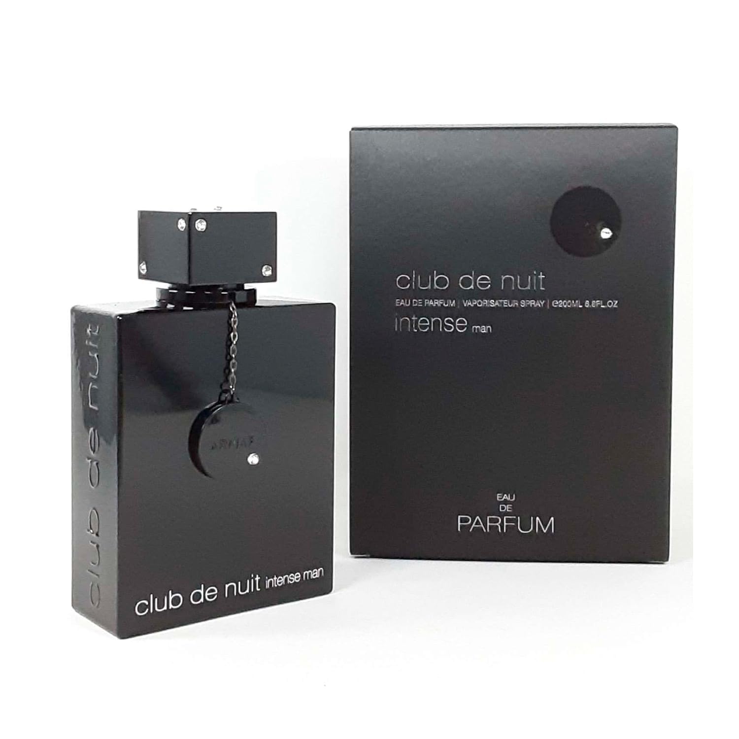 Armaf Club De Nuit Intense bottle front view, highlighting bold masculine fragrance and longevity.