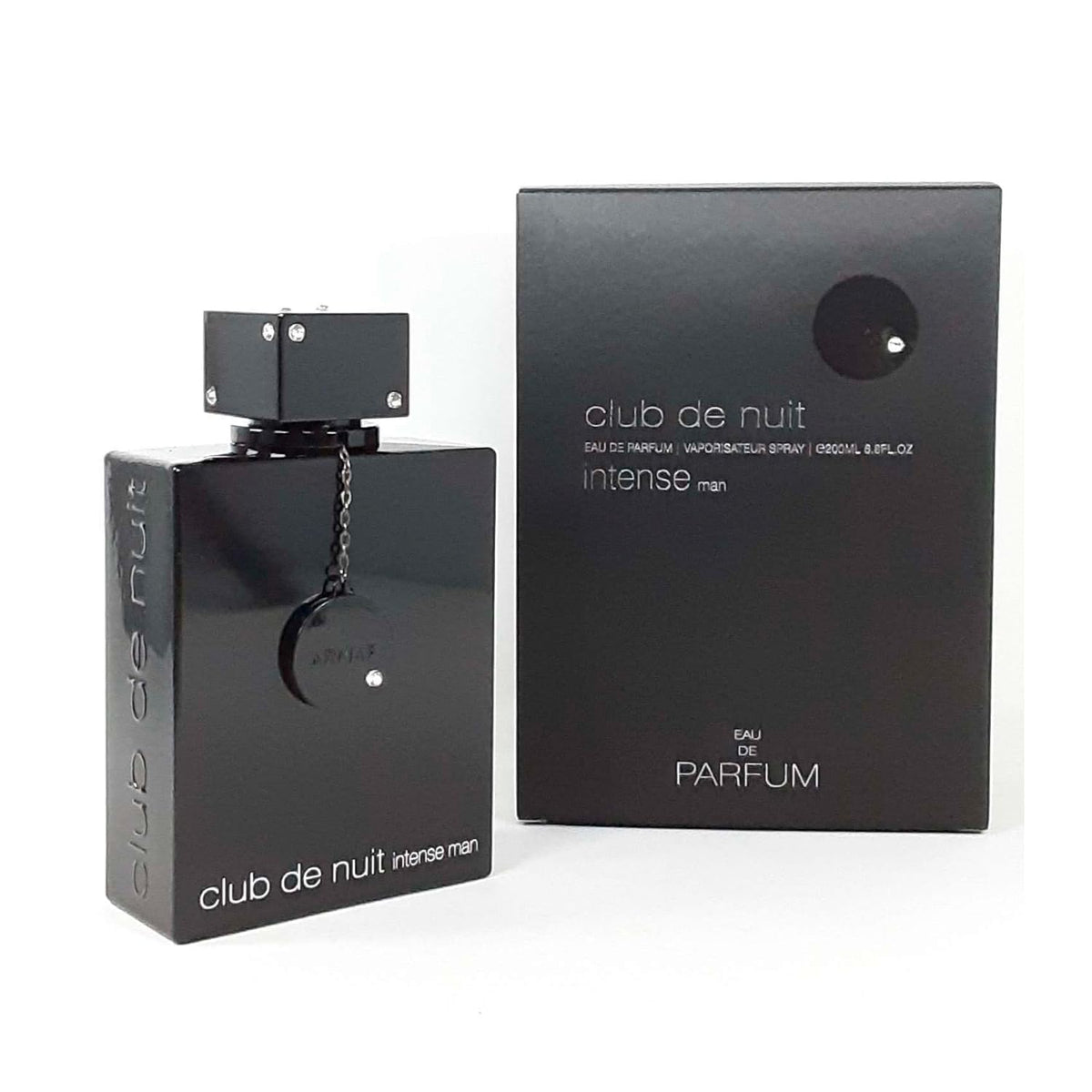 Armaf Club De Nuit Intense bottle front view, highlighting bold masculine fragrance and longevity.