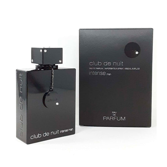 Armaf Club De Nuit Intense bottle front view, highlighting bold masculine fragrance and longevity.
