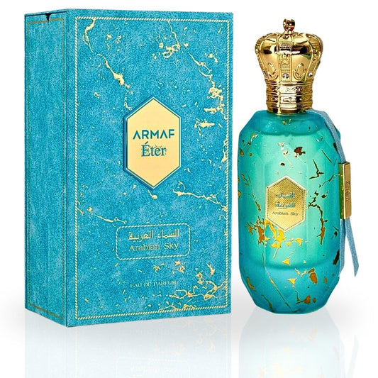 Armaf Eter Arabian Sky top notes evoke crisp citrus energy for daytime wear.