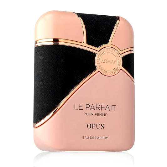 Armaf Le Parfait Opus bottle close-up, ideal daily wear with floral sophistication.