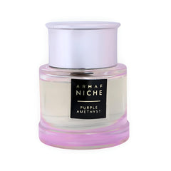 Armaf Niche Purple Amethyst bottle pour, ideal for daily floral-woody musk wear.