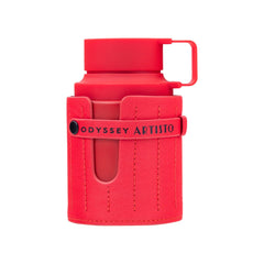 Armaf Odyssey Artisto Red bottle close-up, bold tropical warmth for daily wear.