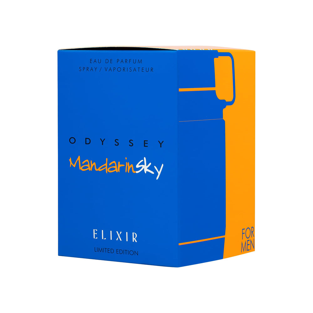 Armaf Odyssey Mandarin Sky Elixir packaging highlights limited edition luxury