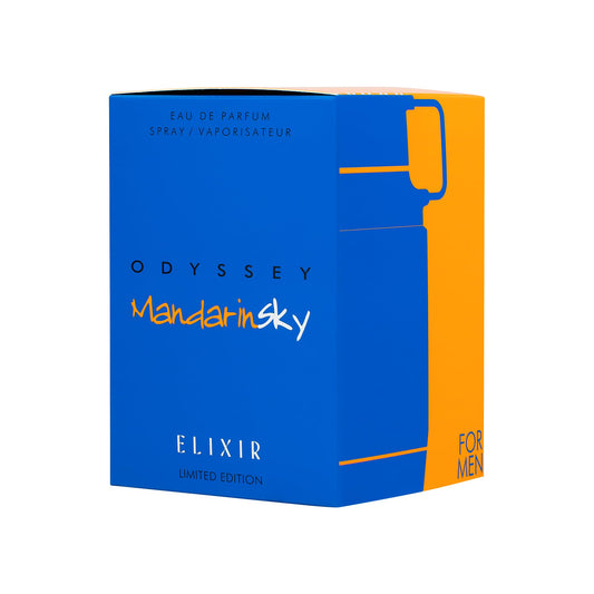 Armaf Odyssey Mandarin Sky Elixir packaging highlights limited edition luxury