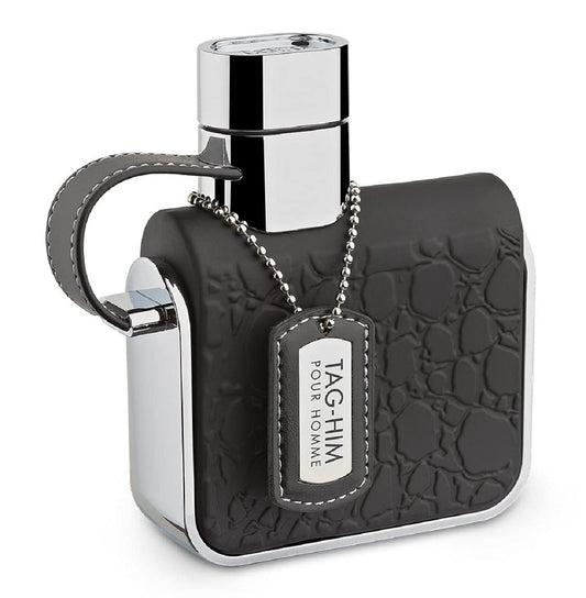 Armaf Tag Him bottle front view highlighting compact design for daily use