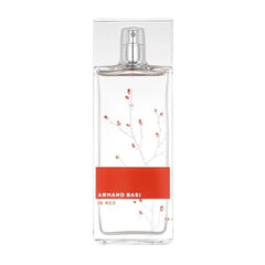 Armand Basi Red bottle front view showcasing feminine design and versatile scent profile.