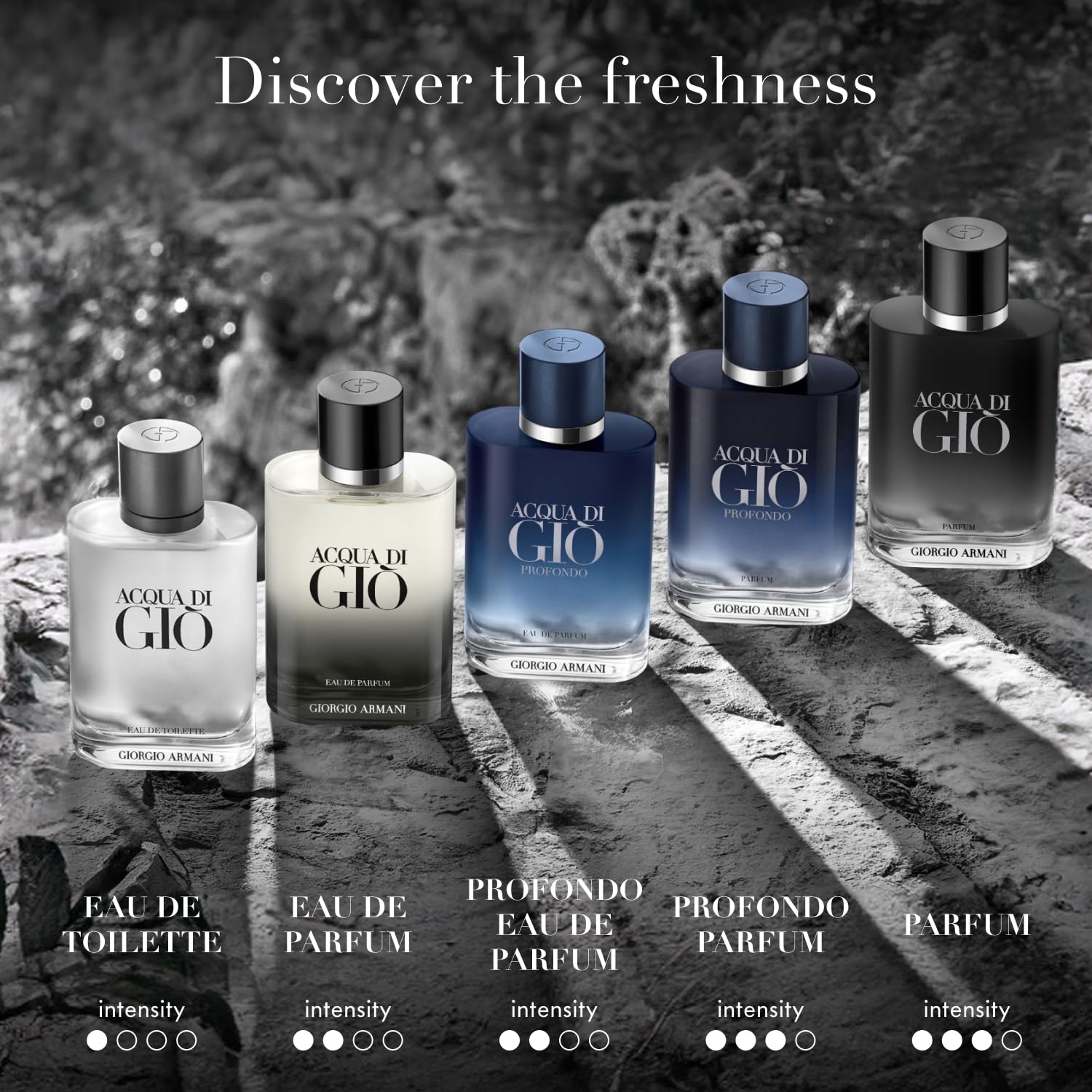 Armani Beauty Acqua di Giò Profondo travel-size bottle for on-the-go freshness.