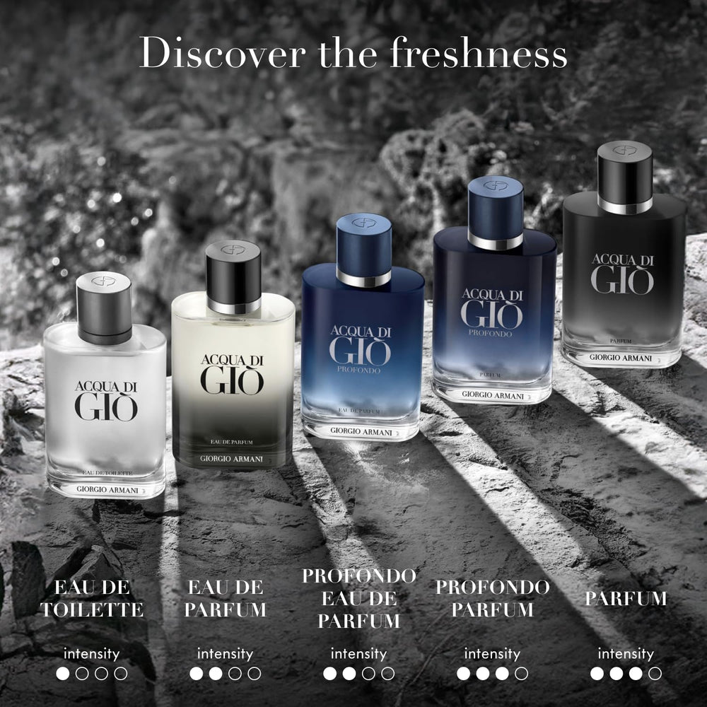 Armani Beauty Acqua di Gio refill bottle demonstrates easy replenishment