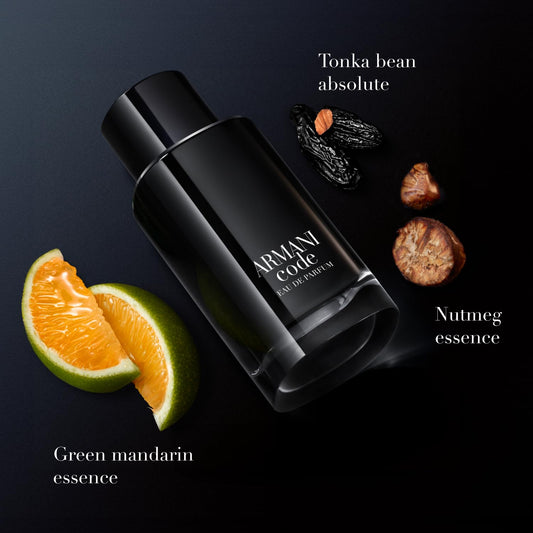 Armani Beauty Code bottle cap close-up showing secure, travel-friendly seal.