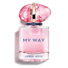Armani Beauty My Way Nectar bottle close-up highlighting premium design and pink hues