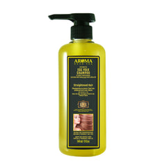 AROMA DEAD SEA Honey Egg Yolk Olive Oil Shampoo bottle showing straightened hair benefit